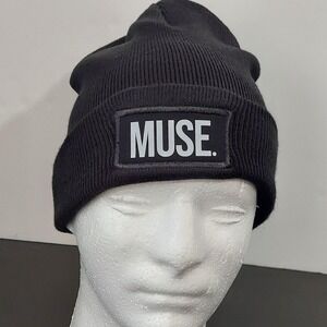 HitWear MUSE Beanie Hat Mens One Size Black Knit Music Logo Winter Acrylic